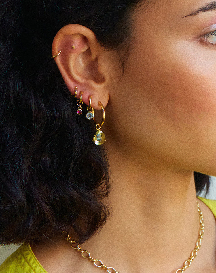 Mini Round Jewel Earring Charm